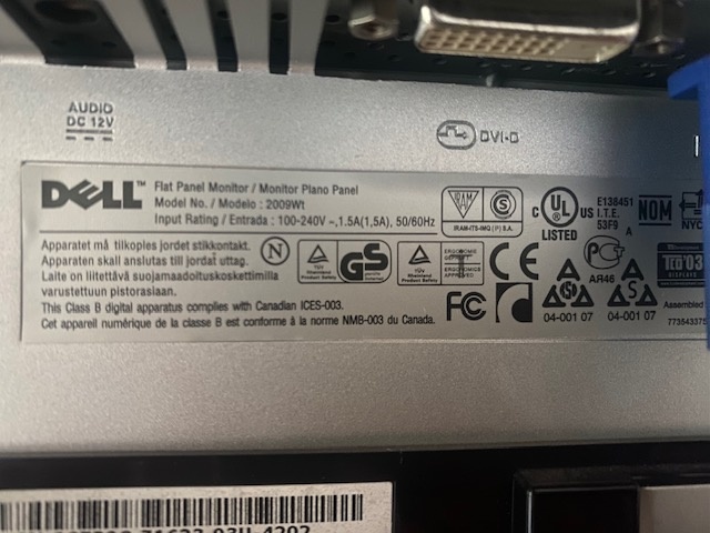 Monitor DELL 2009W Flat Panel Monitor 19" - 8