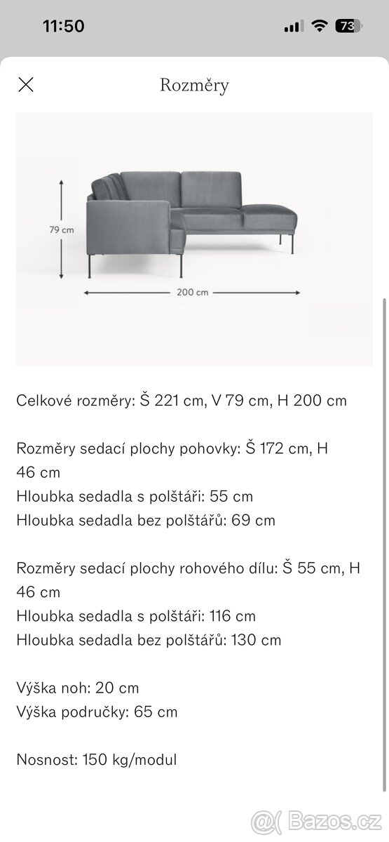 Sametová rohová pohovka Fluente (Westwing) - 8