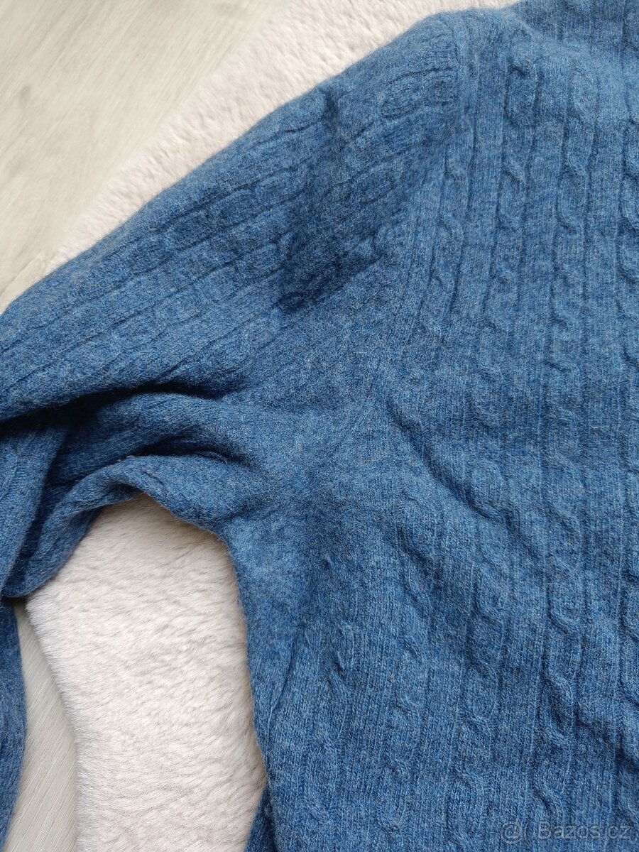 Dámský modrý vlněný svetr, vel. L - 8