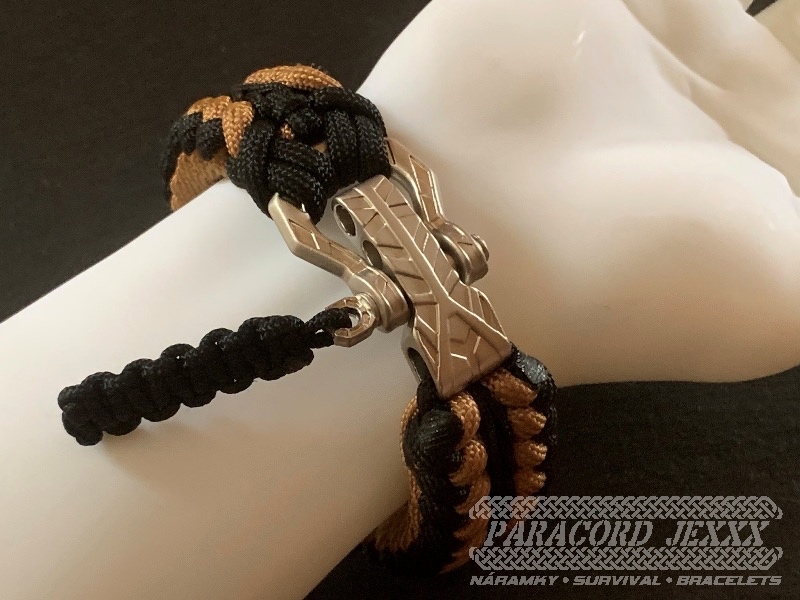 Paracord náramek (20 cm) black - coyote - 8