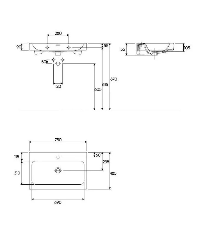 Geberit skříňka včetně umyvadla šířka 75 cm - 8