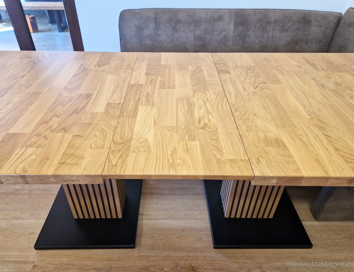 Nový rozkládací stůl dub masiv 95x161+3x40 cm - 8