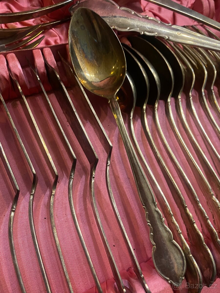 Velká sada starožitného příboru alpaka - 8
