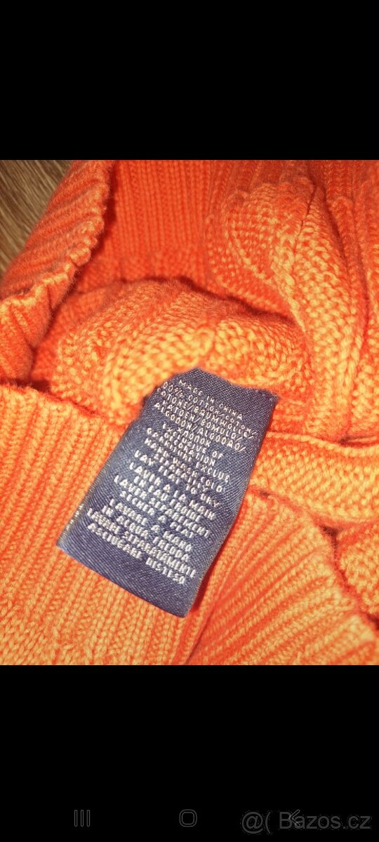 Oranžový pletený svetr značky Ralph Lauren - 8