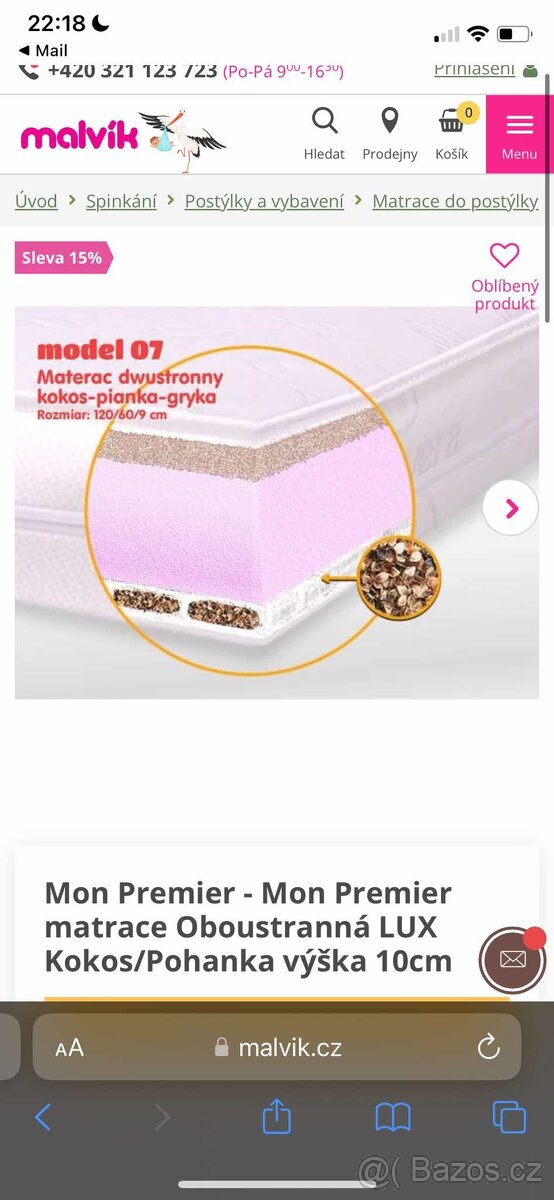 Dřevěná postýlka s matrací - 8