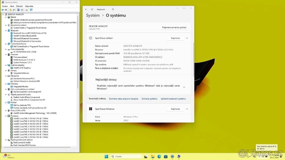 DELL 7410 /i5-10310U/16GB/SSD256GB/UHD/FULLHD/WIN11/ZÁRUKA - 8