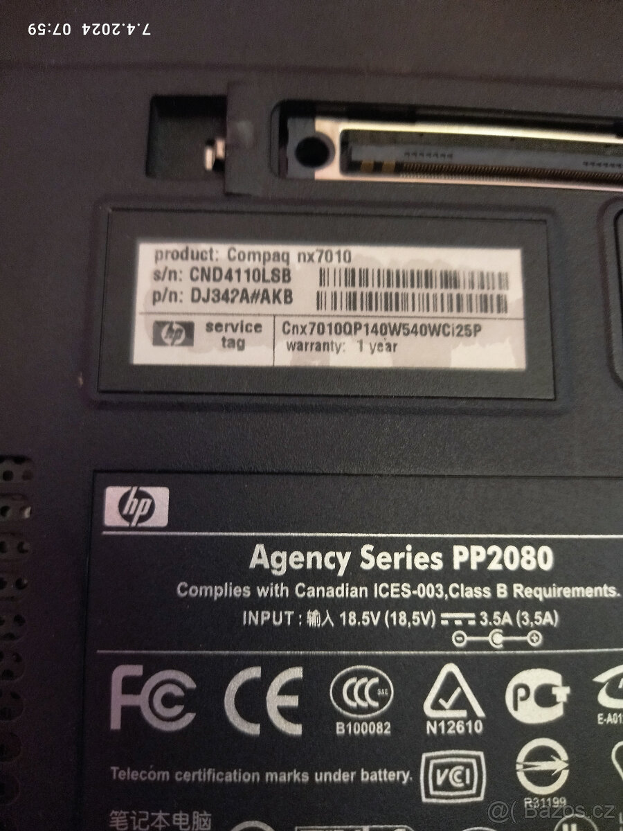 Notebook - HP nx7010 - 8