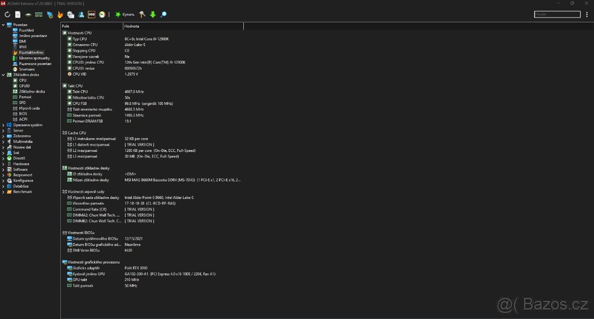 Herní PC RTX3090/Intel core i9 12900kf/DDR 4 64gb - 8