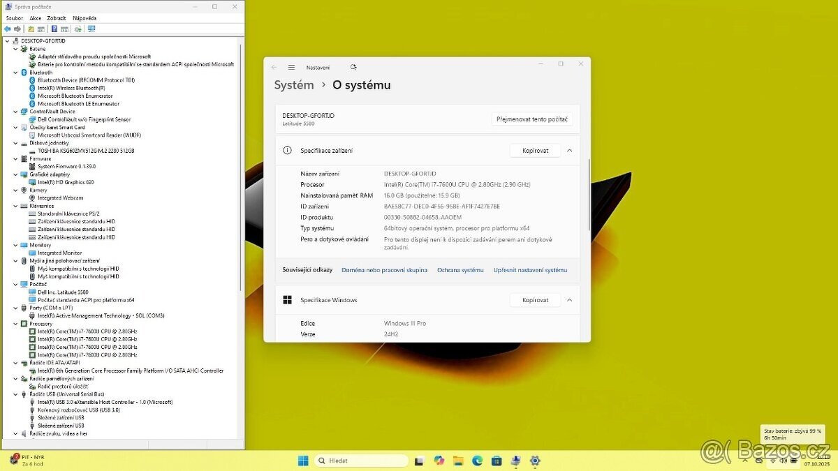 DELL LATITUDE 5580 /i7-7600/16GB/SSD512GB/FHD/WIN11/ZÁRUKA - 8