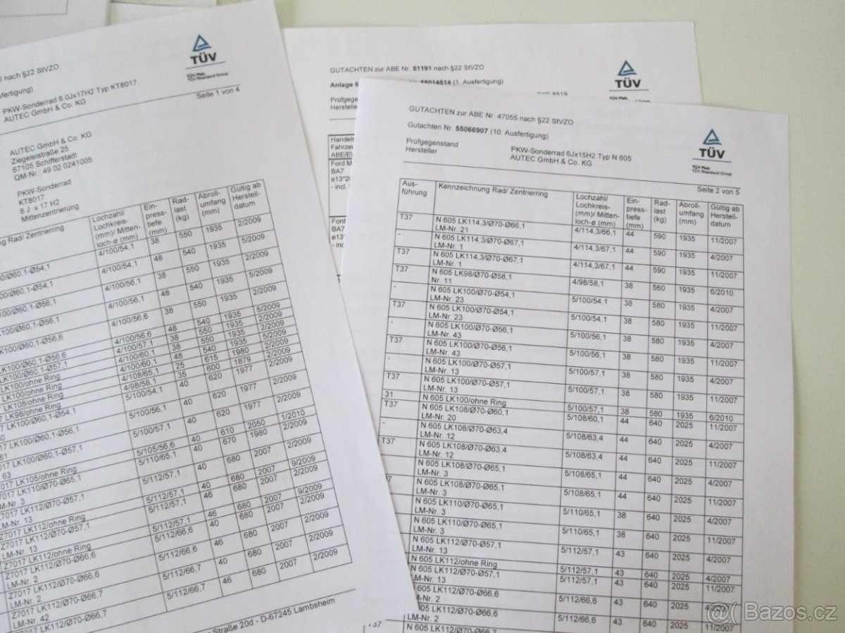 TYPOVE LISTY PRO ALU KOLA - 8