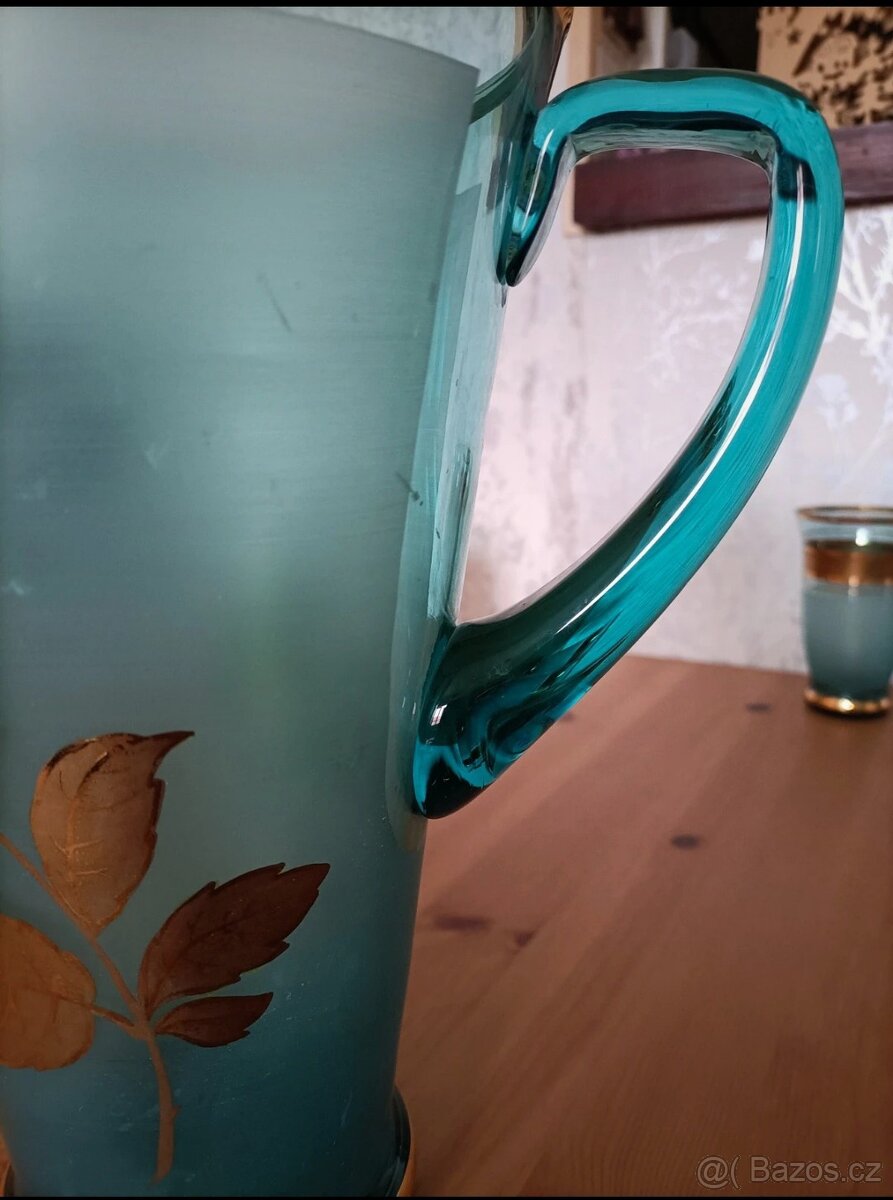 Skleněný servis, džbán, skleničky - 8