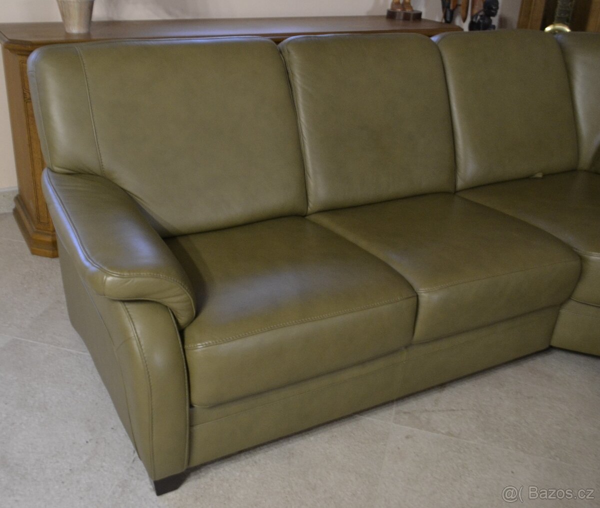 Kožená, rohová sedací souprava do tvaru "U". - 8