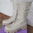 Dámské kozačky krémové, bílé velikost 40 - 8