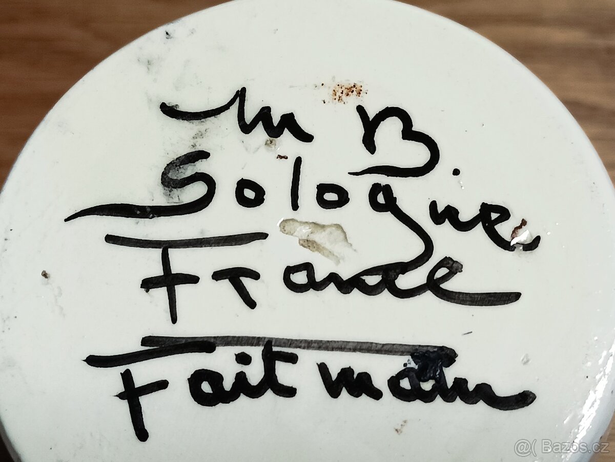 FAJÁNS RUČNĚ MALOVANÁ VÁZA MB SOLOGNE FRANCIE - 8