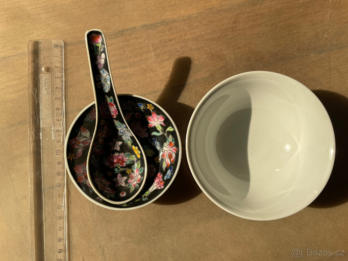 Čínský porcelán - 3 dílná sada na polévku - 8