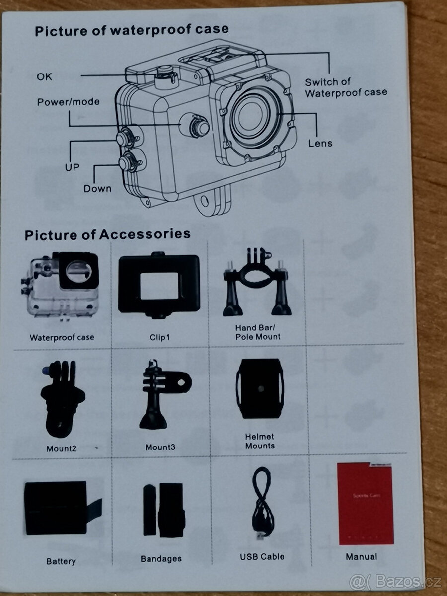 Akční kamera FullHD voděodolná, nová, komplet příslušenství - 8
