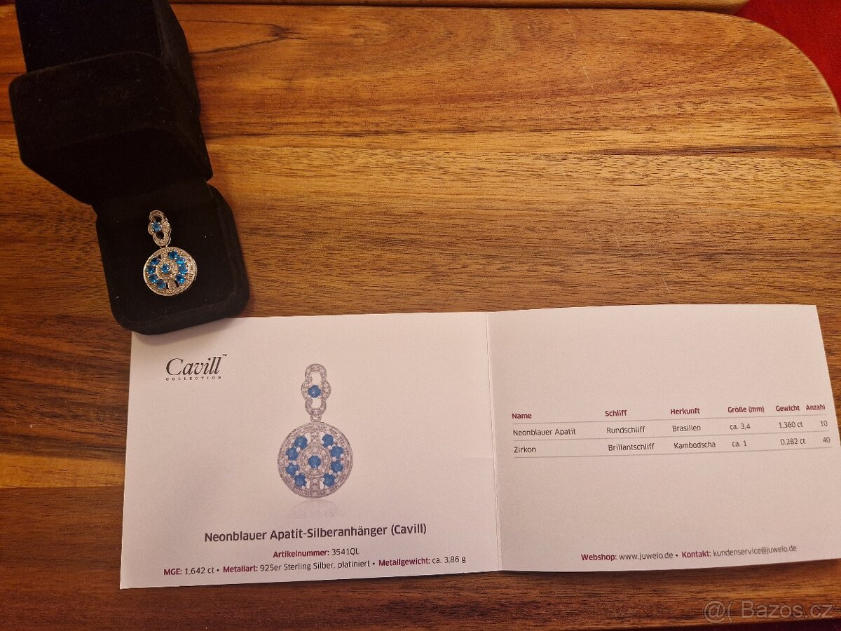 Nový stříbrný (Ag 925) přívěsek s Apatitem - 8