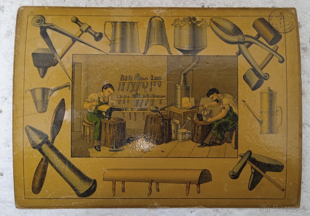 Klempíř - školní pomůcka 1856 - 36,5x26,5cm - 8