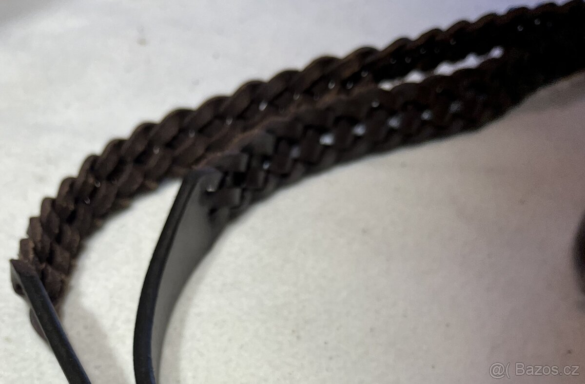 Otěže kožené proplétané tmavě hnědé - 8