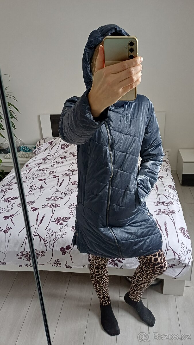 Dlouhý zimní prošívaný kabát/ bunda - 8