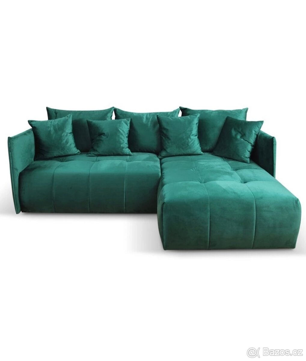 Rohová sedací souprava zelená - 8
