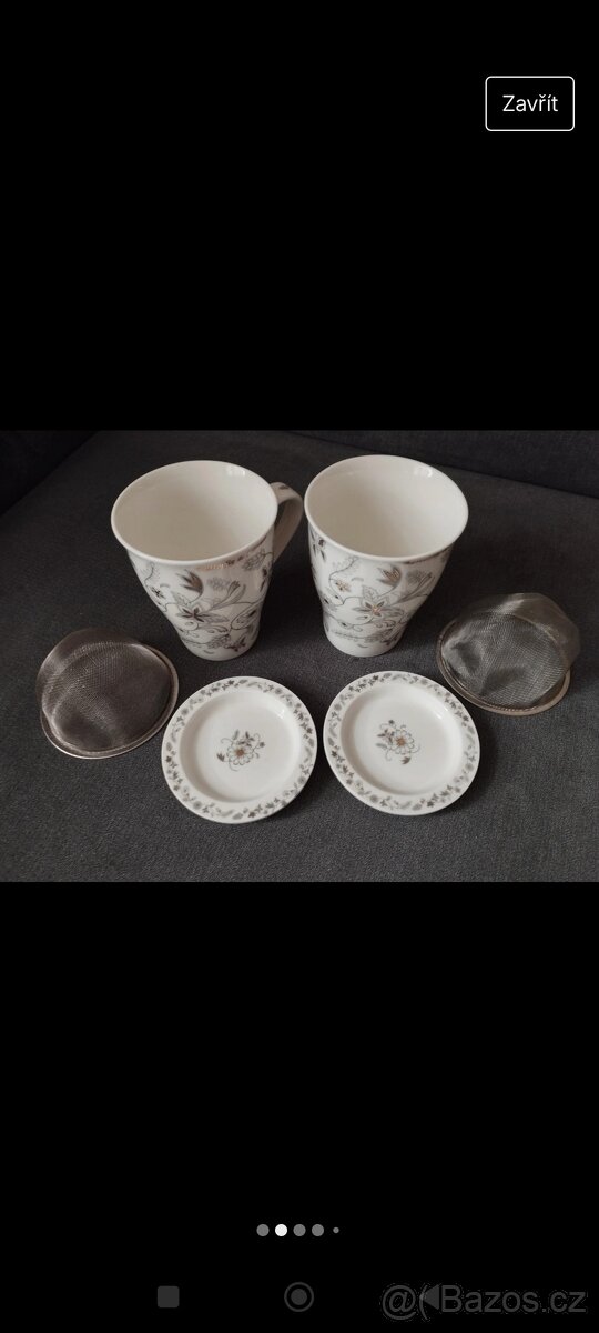 Dva pěkné hrnky se sítkem a podšálkem - 8