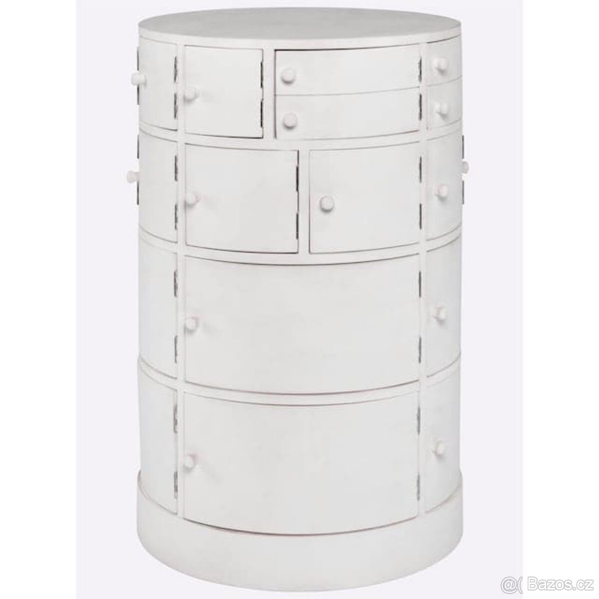 NOVÁ Bílá kulatá zajímavá komoda s dveřmi - 8