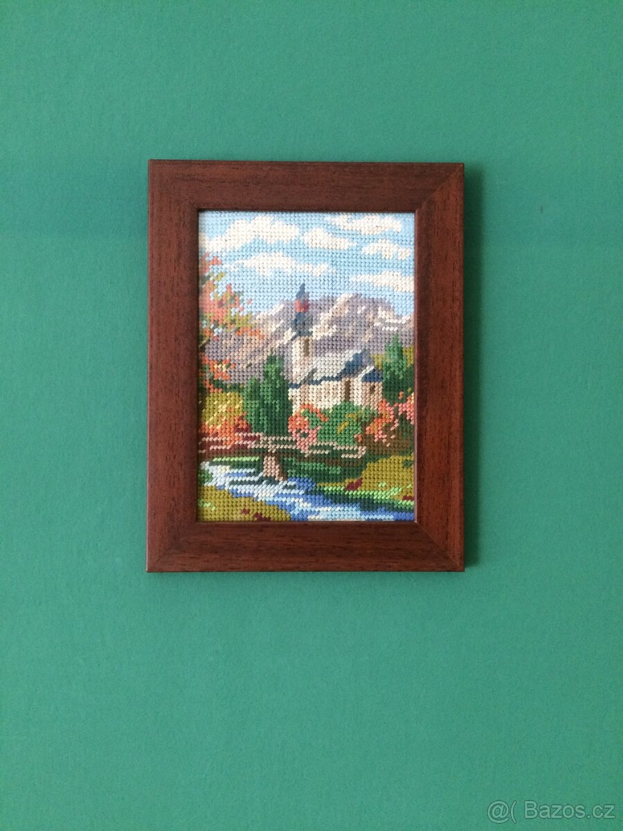 Obrazy obrázky vyšívané obrázky Provence vintage retro 2 ks - 8