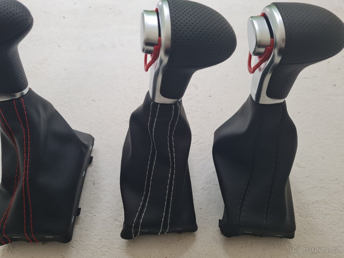 Radiaca páka pre DSG automat AUDI / čierna biela červená nit - 8