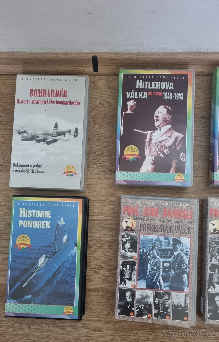 Válečné a další Vhs videokazety. 32 kusu. Některé zabalené - 8