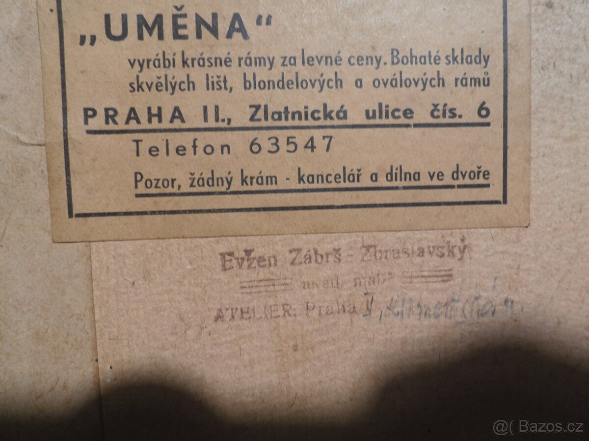 Obraz Prahy , Evžen Zábrž Zbraslavský 7.8.1906 Žďár n Sáz. - 8