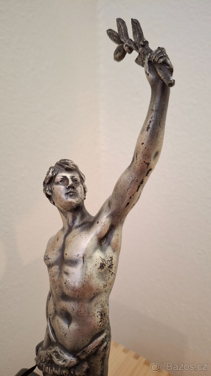 ART DECO STAROŽITNÉ FIGURÁLNÍ POSTŘÍBŘENÉ HODINY - VÍTĚZ - 8