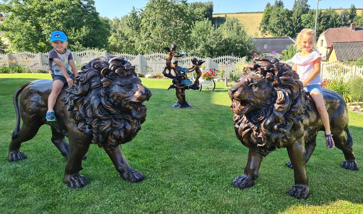 Zámecké bronzové sochy - Lvi-UNIKÁT - XXL - 8