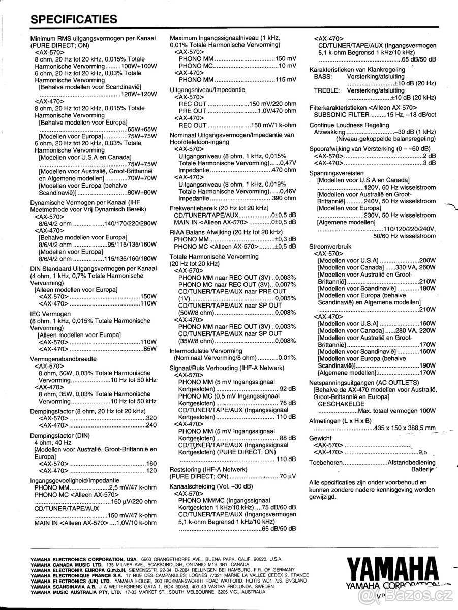 YAMAHA zesilovač AX-570 + dálkové ovládání - 8
