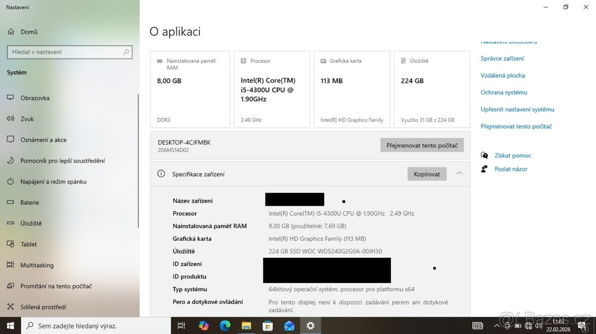 Prodám notebook Lenovo Thinkpad X240 - 8