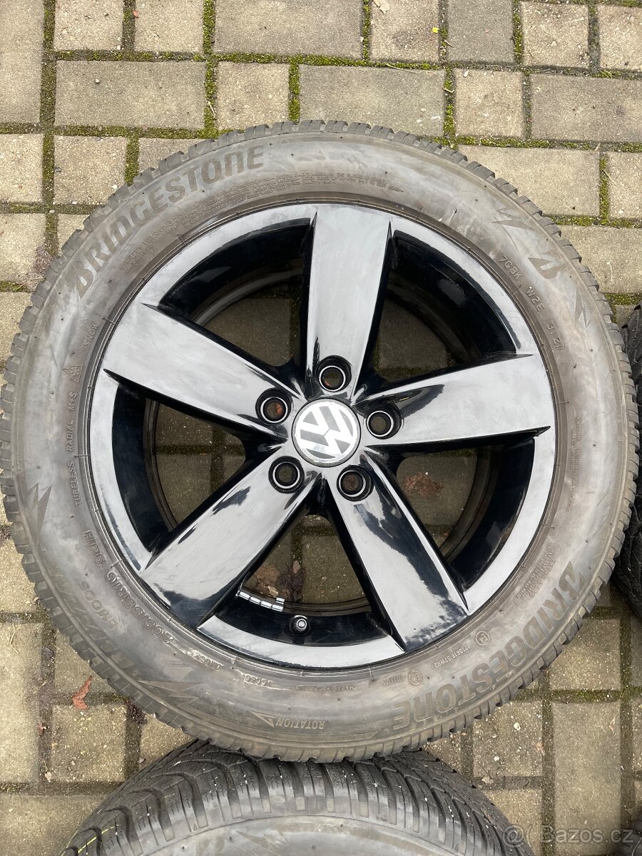 ORIGINÁL Alu Volkswagen, Škoda R16, 5x112 - TOP STAV, ZIMNÍ - 8