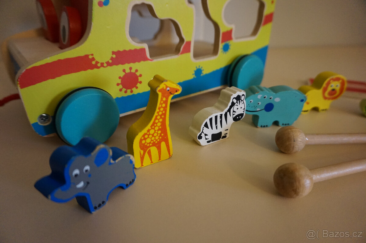 dřevěná tahací vkládačka + xylofon - 8