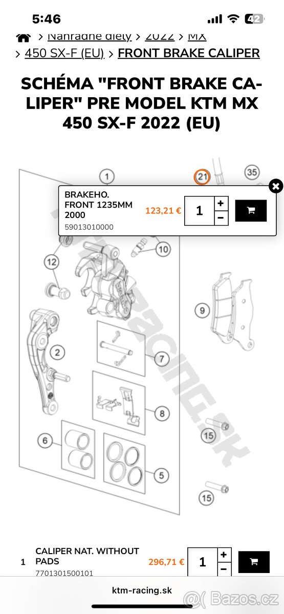 Ktm SX/ EXC pumpa, hadica Brembo OEM - 8