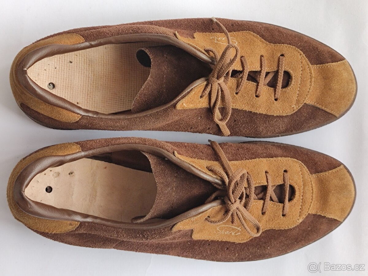 Retro semišové tenisky Snaha, vintage kožené boty, 43-44 - 8