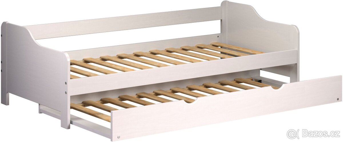 Nová rozkládací postel masiv borovice bílá - 8
