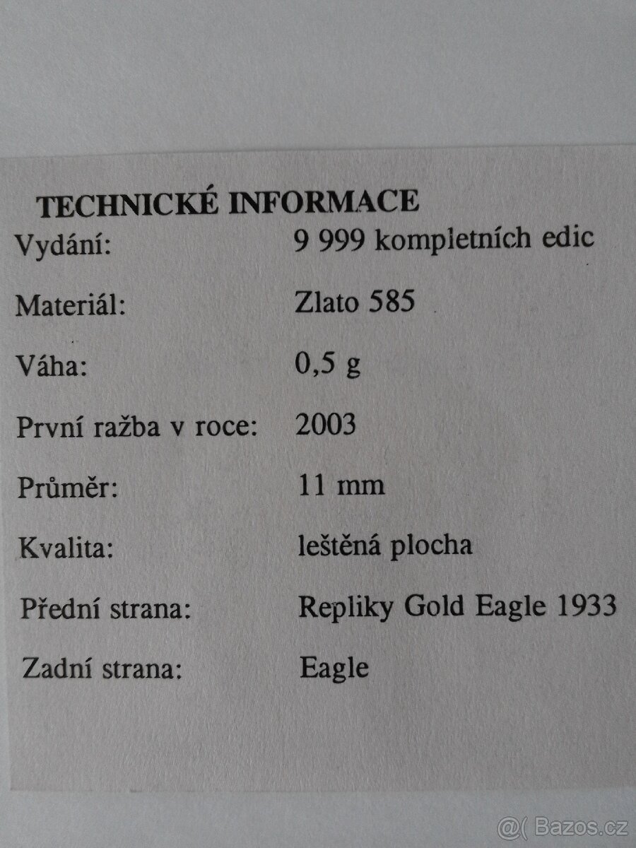 Zlatá mince 0,5 g, Au 585, dva druhy - 8