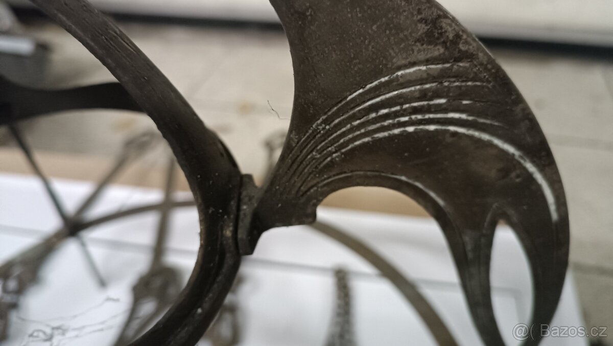 Lustr secesní mosazný , zajímavý širm - 8