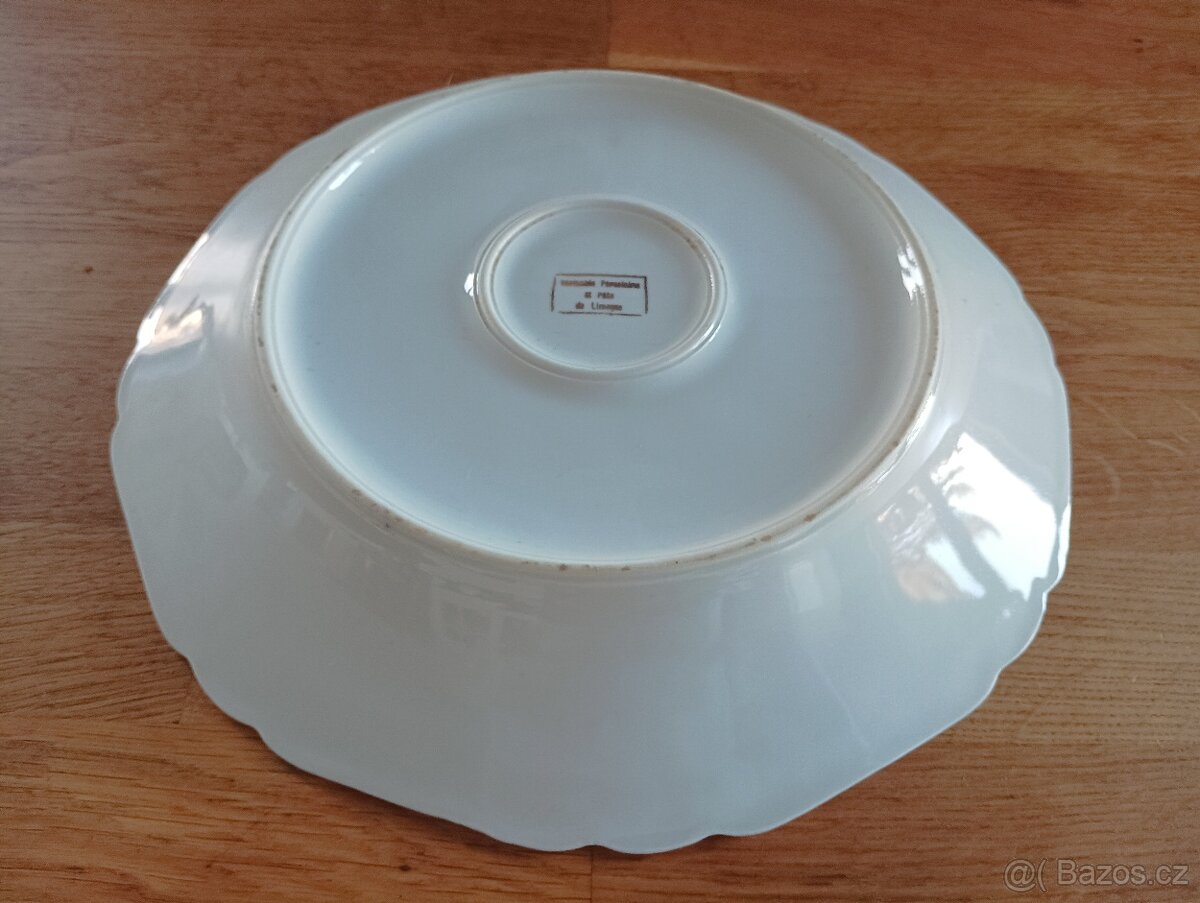 STAROŽITNÁ PORCELÁNOVÁ TERINA A TALÍŘ LIMOGES FRANCIE - 8