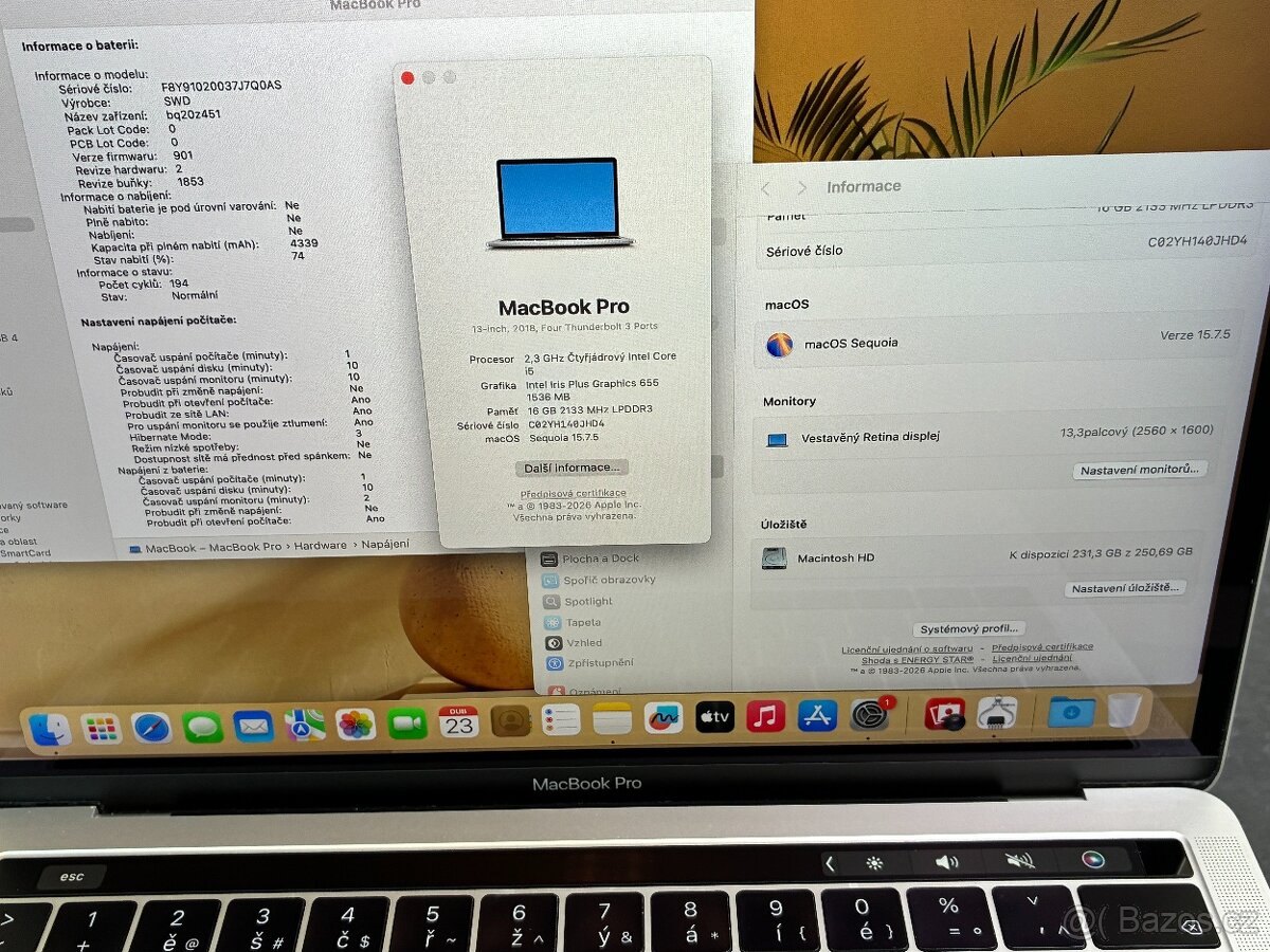 MacBook Pro 13'' 2018 / i5 / 16GB / 256GB SSD - DPH - 8