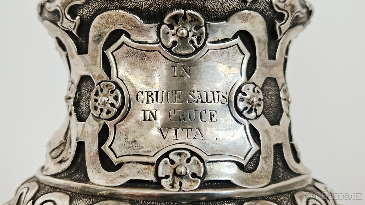 TOP Ag stříbro krucifix lotový punc rok 1858 UNIKAT - 8