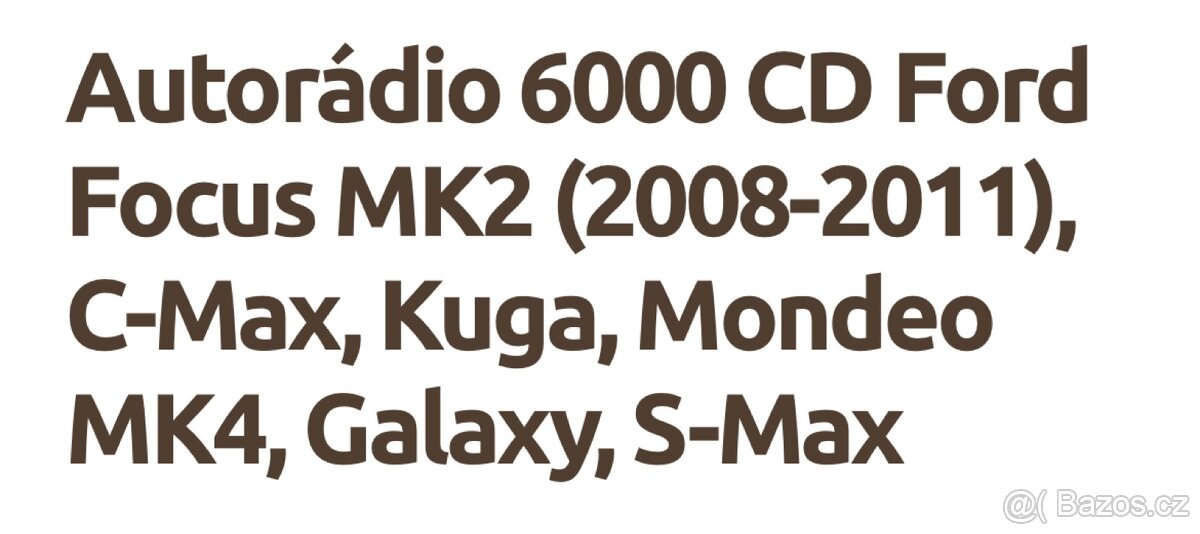 Prodám autorádio Ford 6000 CD - 8