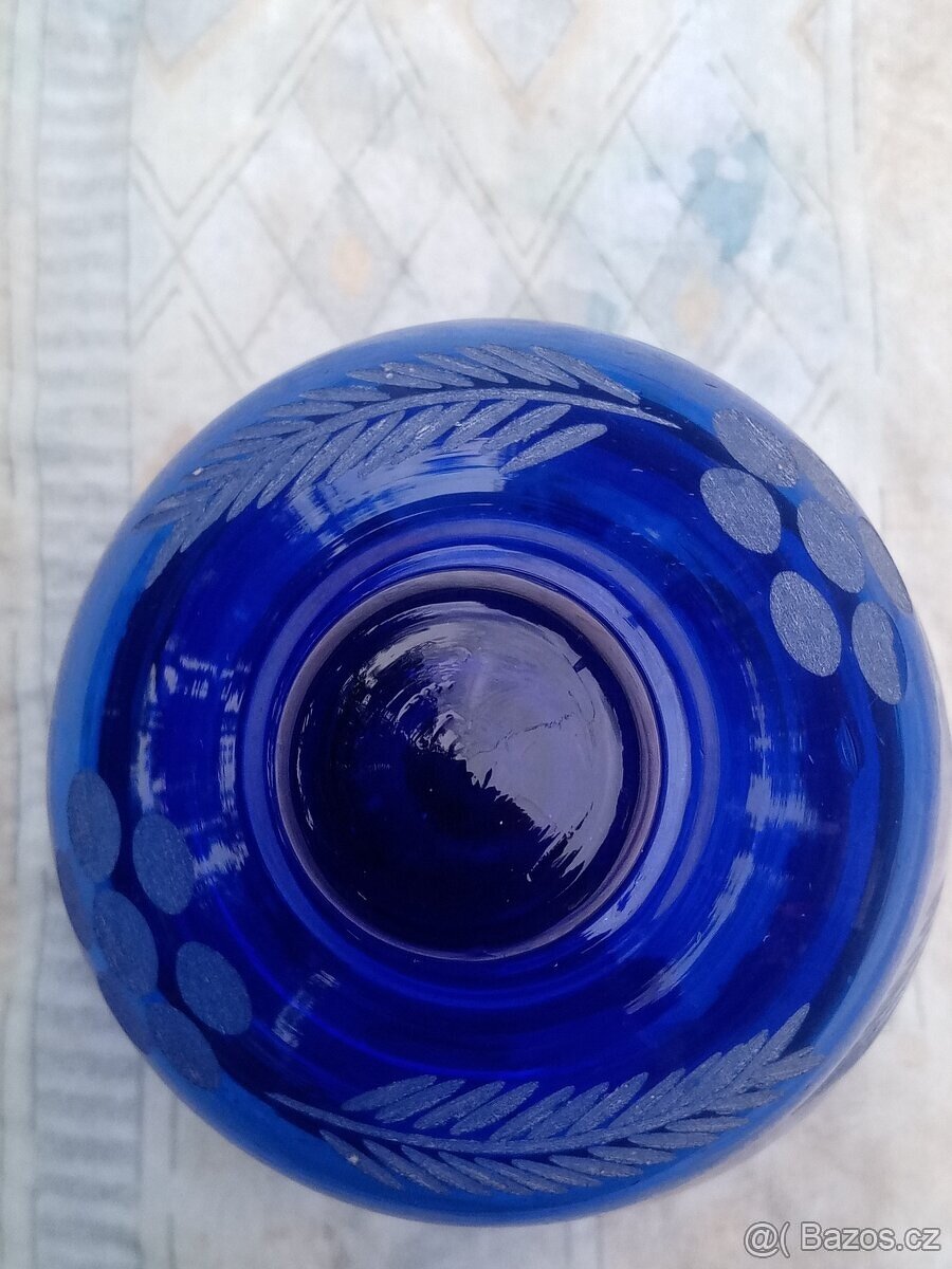 Prodám modrou broušenou cukřenku - 8