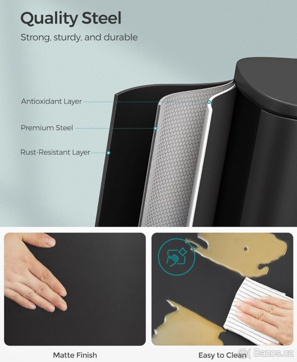 NOVÝ ODPADKOVÝ KOŠ 50 LITRŮ V CERNE A NEREZ - 8