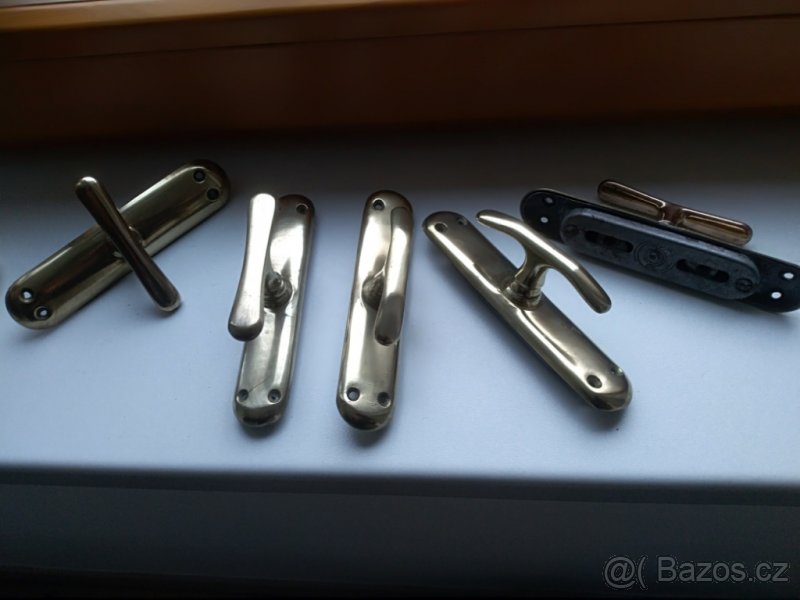 Okenní kličky, rozvory, olivy, první republika, mosazné - 8