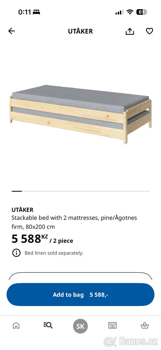 IKEA UTÅKER postel - 2ks - 8